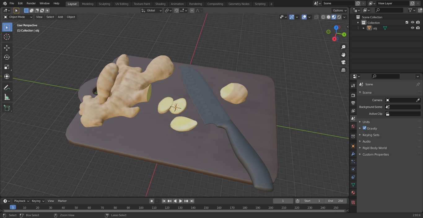 Sliced Ginger Cutting Board 3D