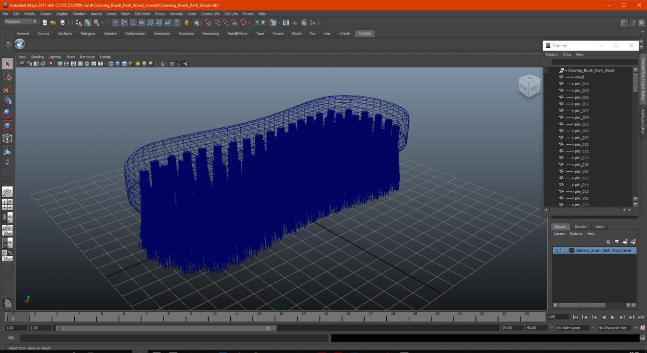 Cleaning Brush Dark Wood 3D model