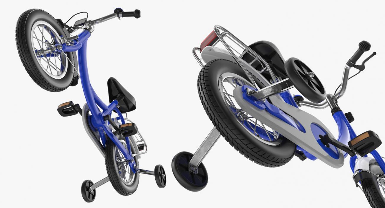 3D Small Kids Bike with Training Wheels Rigged model