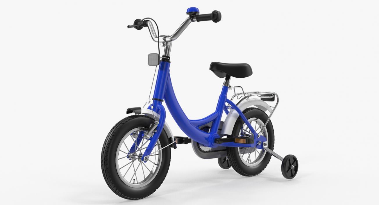 3D Small Kids Bike with Training Wheels Rigged model