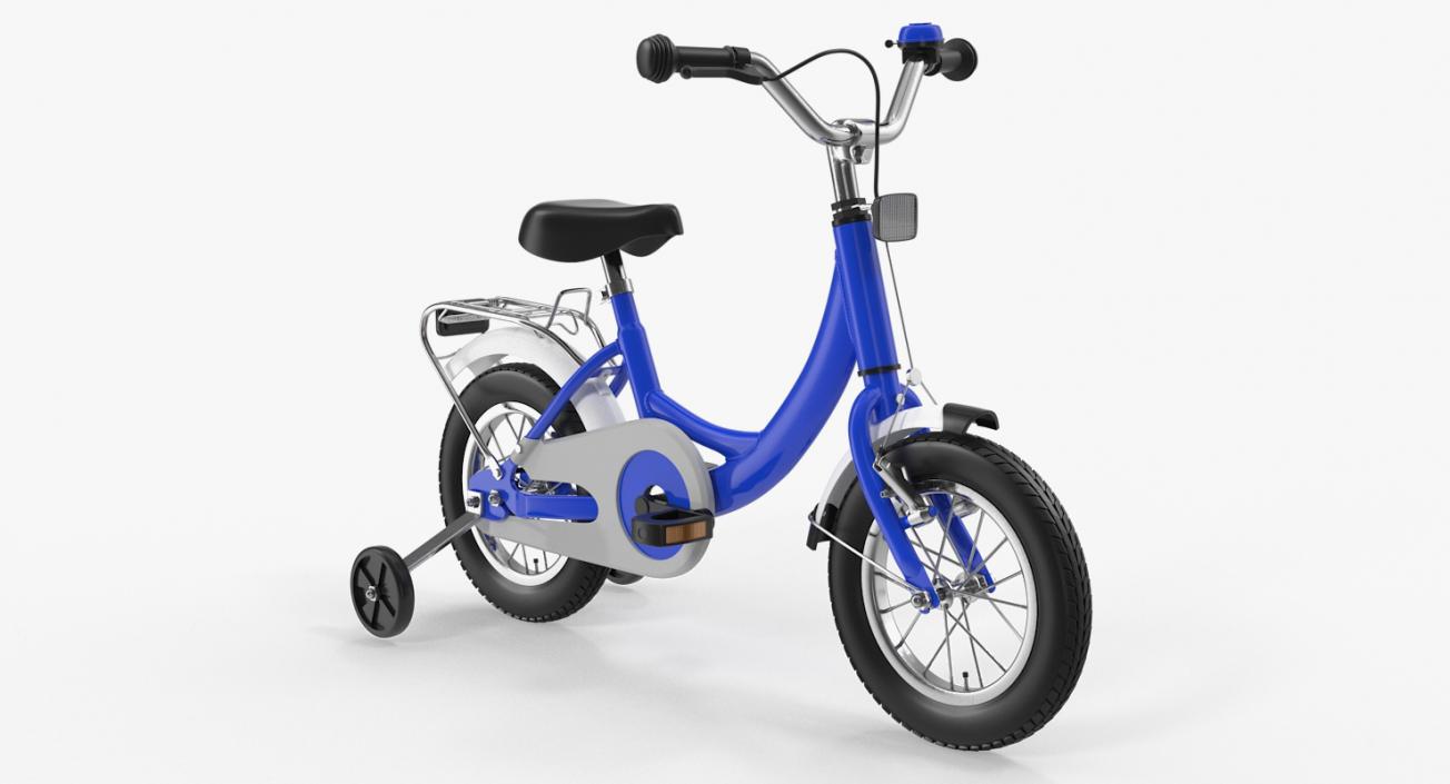 3D Small Kids Bike with Training Wheels Rigged model