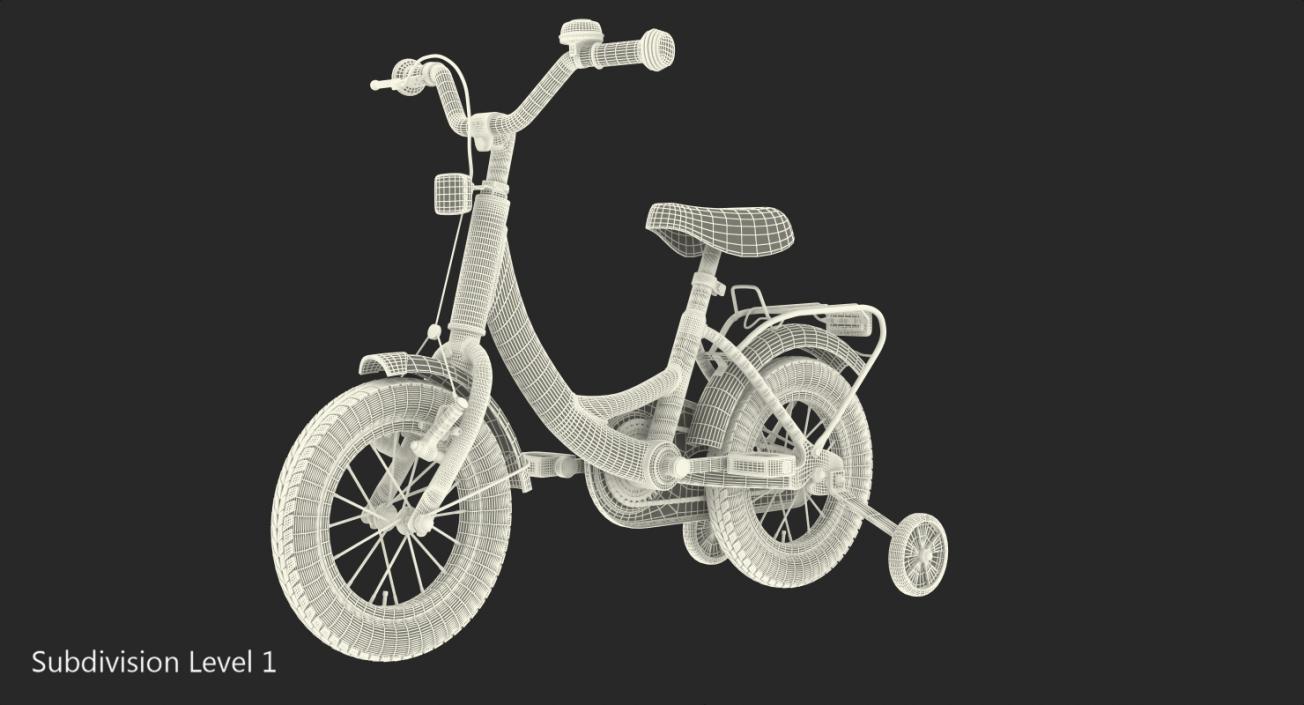 3D Small Kids Bike with Training Wheels Rigged model