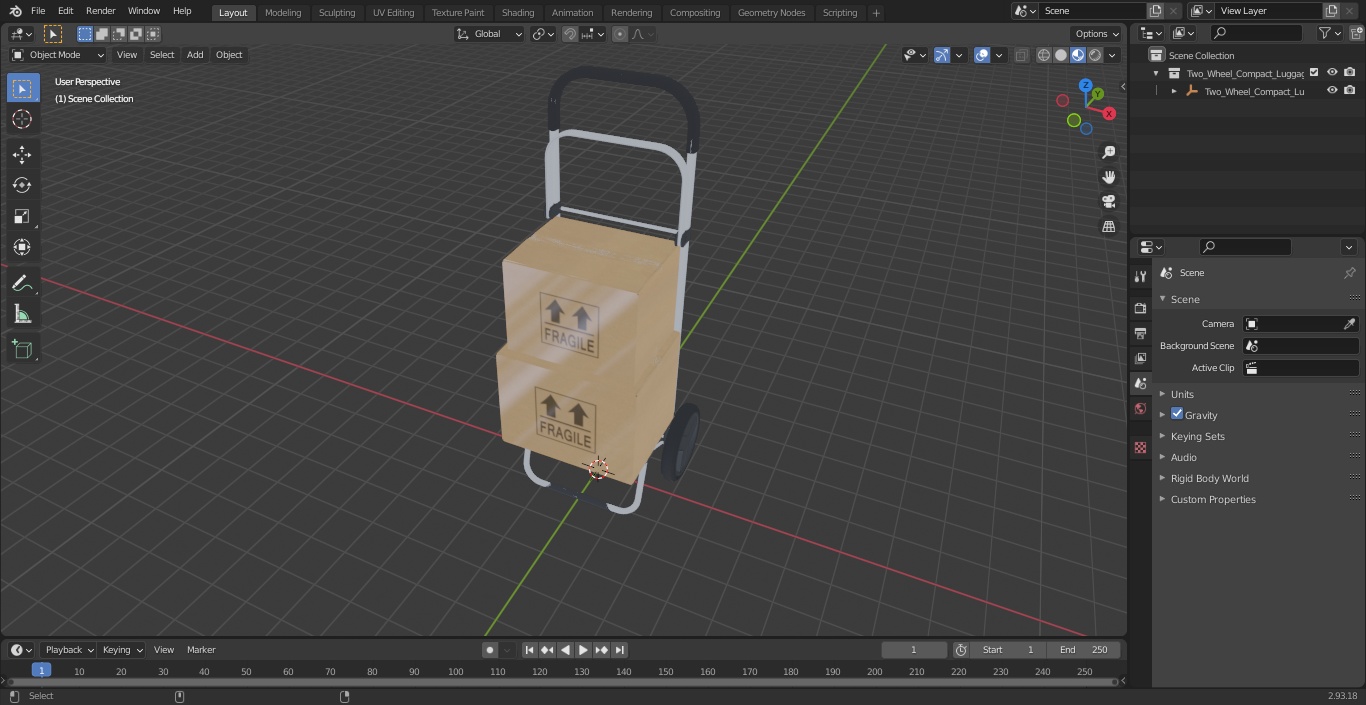 3D Two Wheel Compact Luggage Cart with Boxes