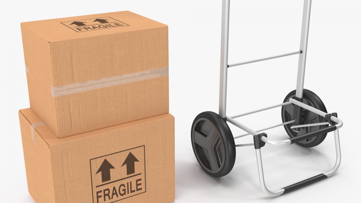 3D Two Wheel Compact Luggage Cart with Boxes