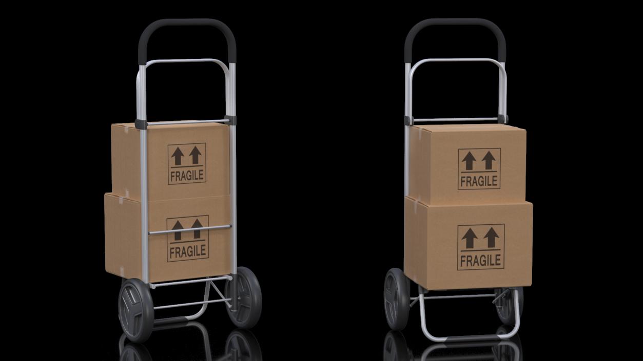 3D Two Wheel Compact Luggage Cart with Boxes