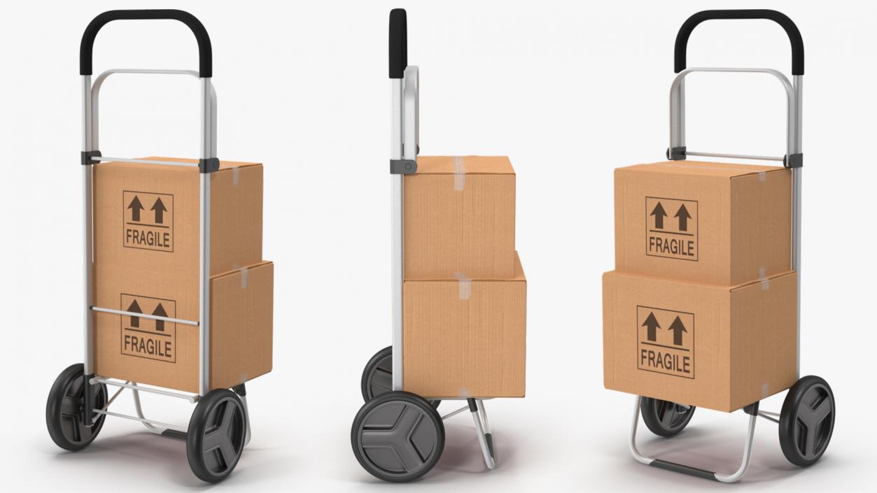 3D Two Wheel Compact Luggage Cart with Boxes