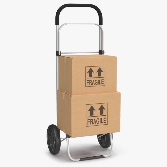 3D Two Wheel Compact Luggage Cart with Boxes