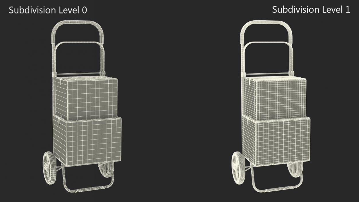 3D Two Wheel Compact Luggage Cart with Boxes