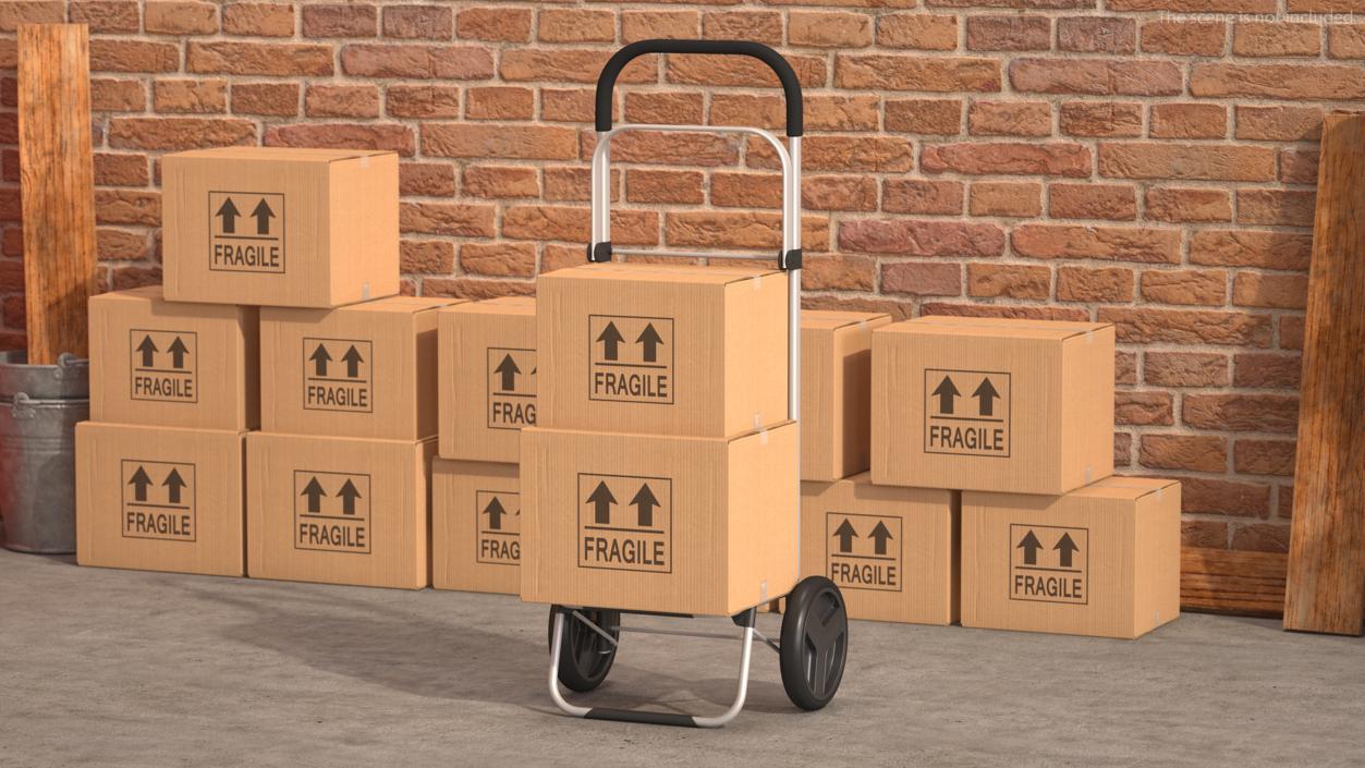 3D Two Wheel Compact Luggage Cart with Boxes