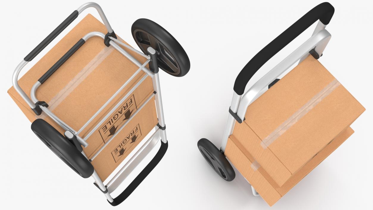 3D Two Wheel Compact Luggage Cart with Boxes