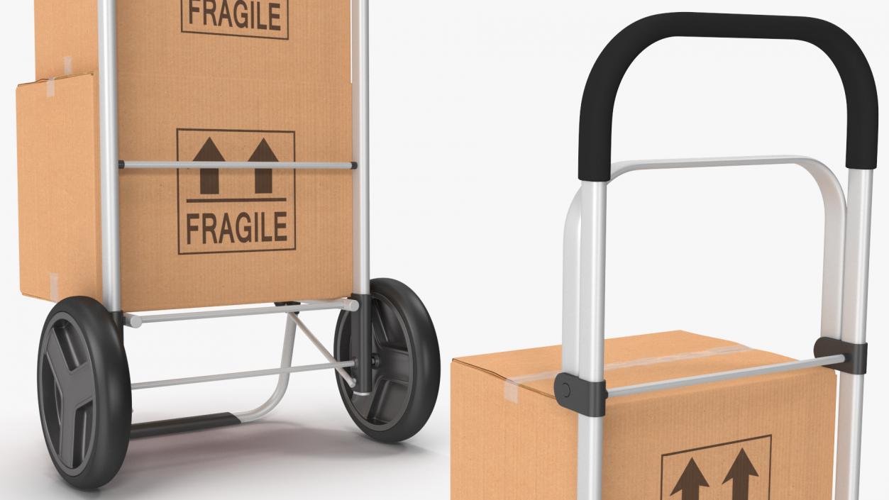 3D Two Wheel Compact Luggage Cart with Boxes