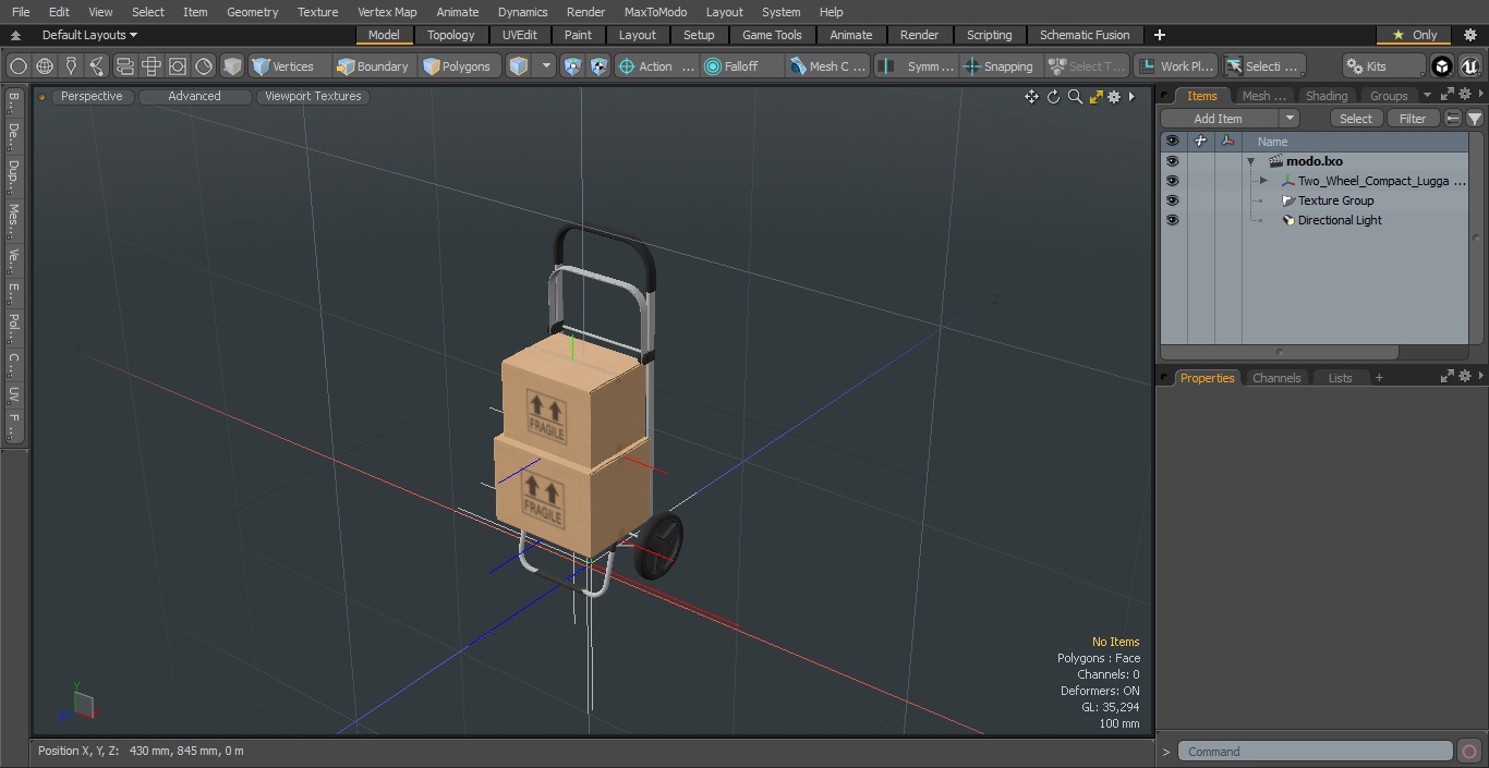 3D Two Wheel Compact Luggage Cart with Boxes