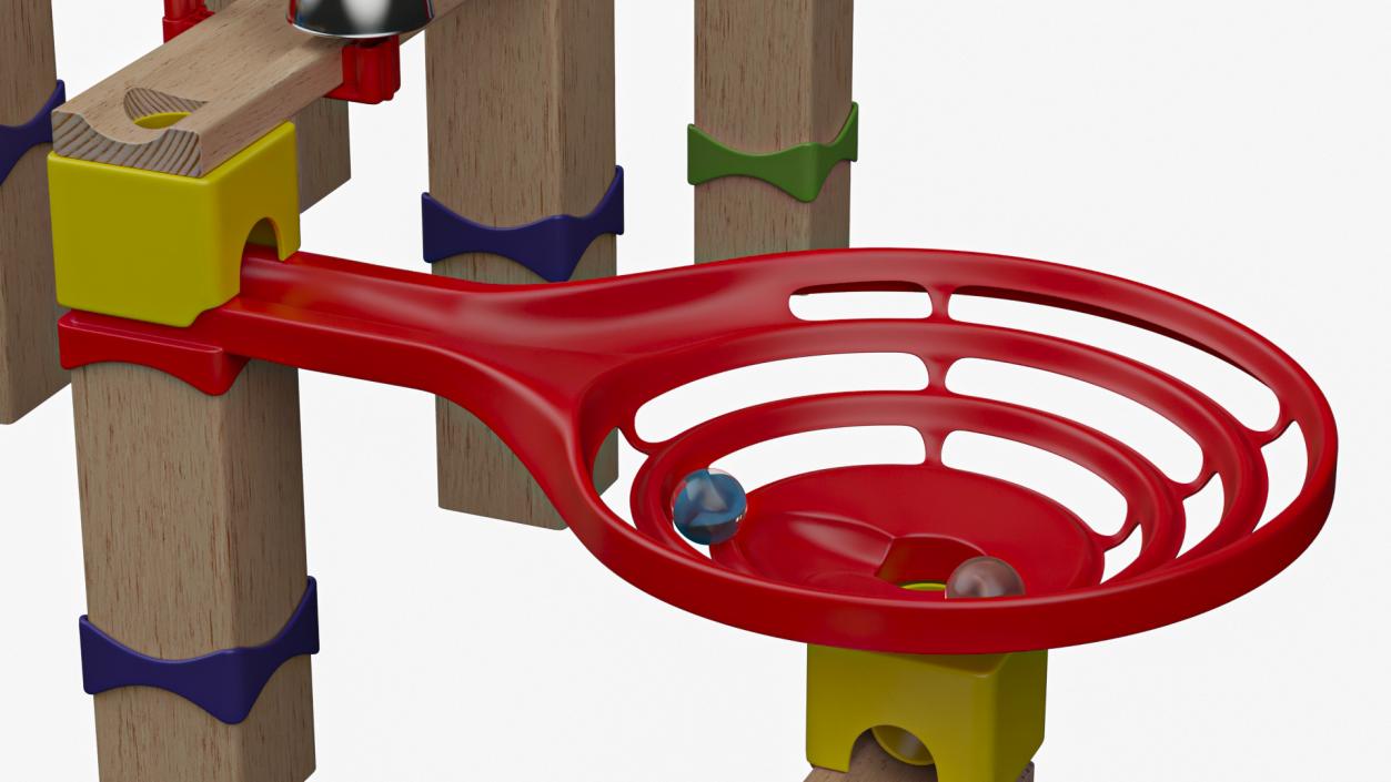 3D model Wooden Marble Run Toy with Child Playing