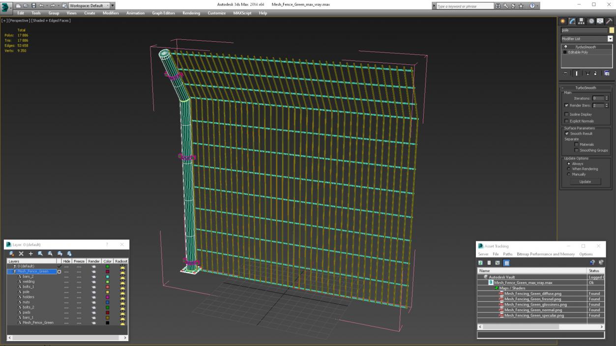 3D Mesh Fence Green