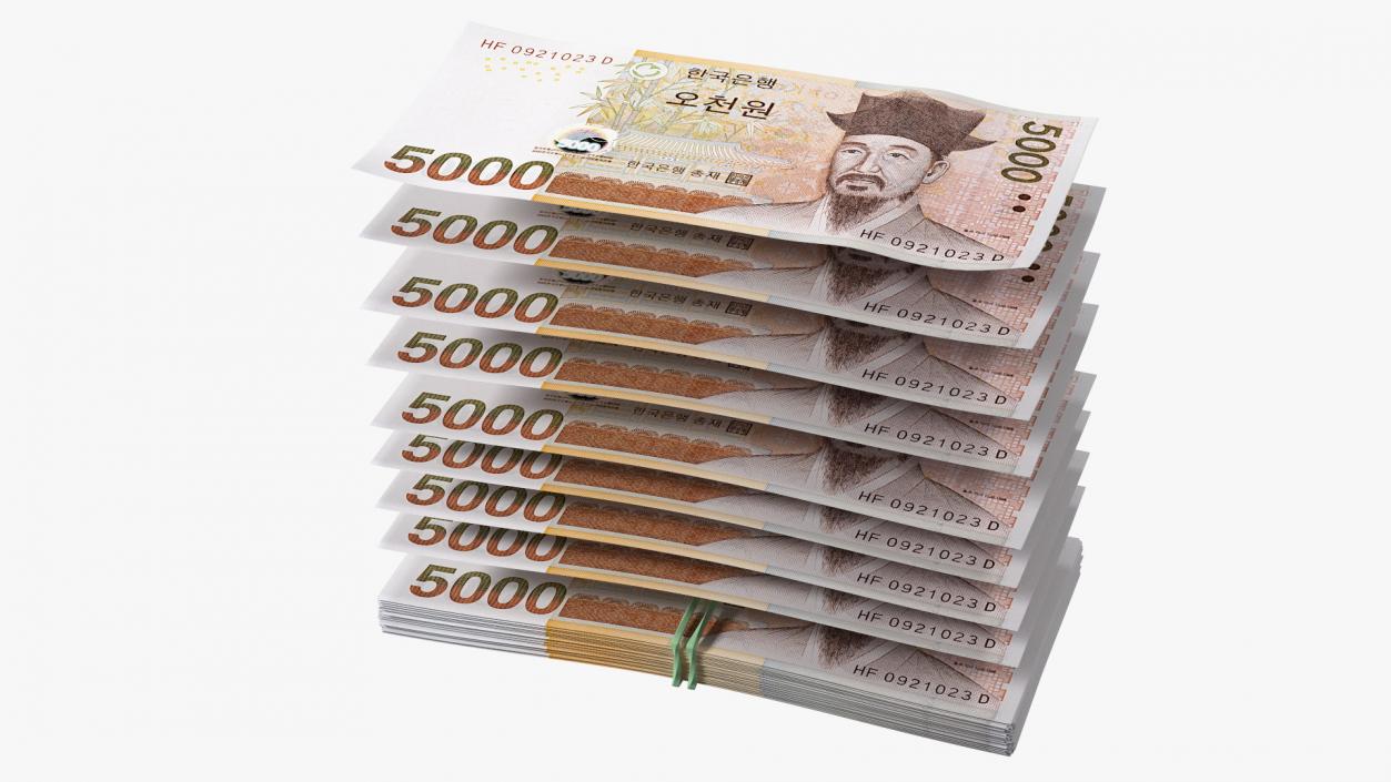 3D model Stack of South Korean 5000 Won