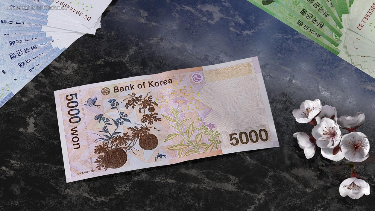 3D model Stack of South Korean 5000 Won