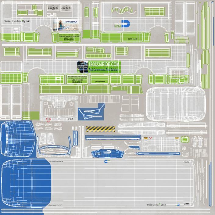 Bus Nabi Model 416 Miami Dade Transit Rigged 3D model