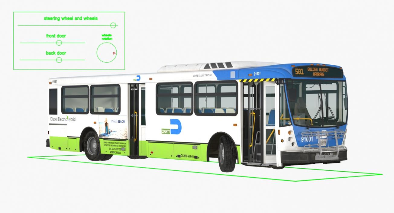 Bus Nabi Model 416 Miami Dade Transit Rigged 3D model