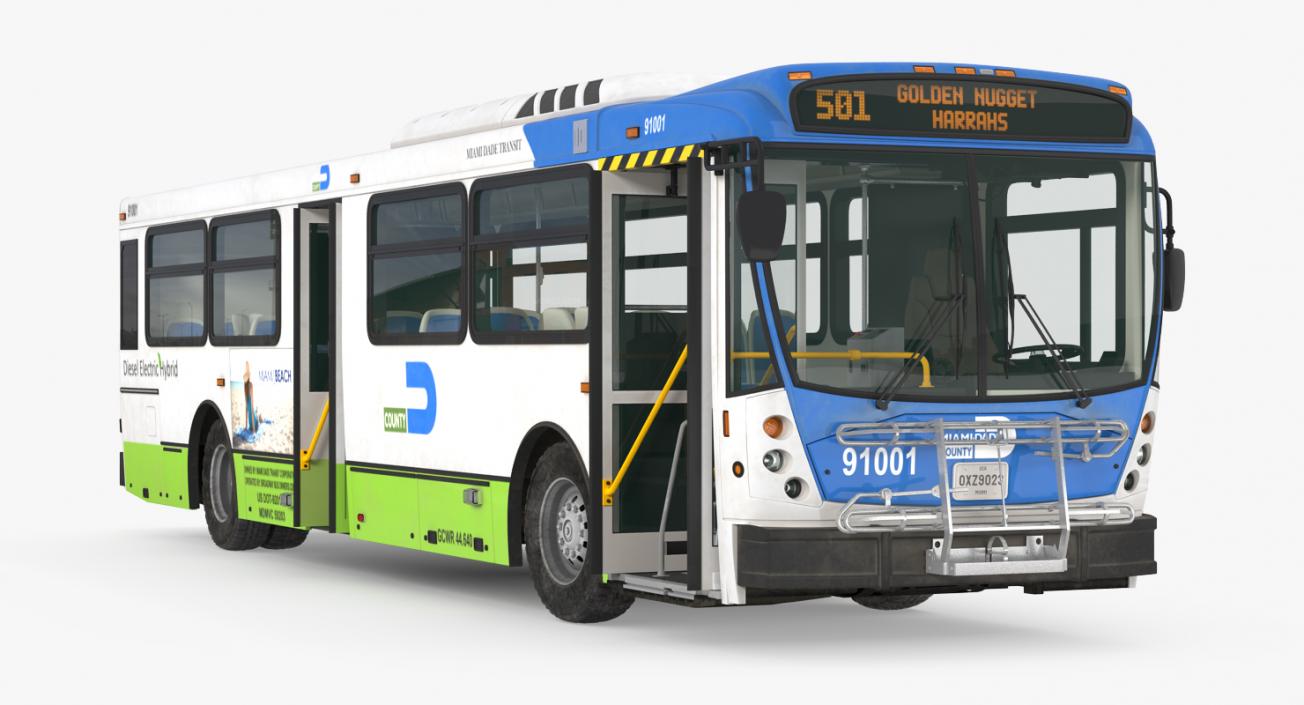 Bus Nabi Model 416 Miami Dade Transit Rigged 3D model