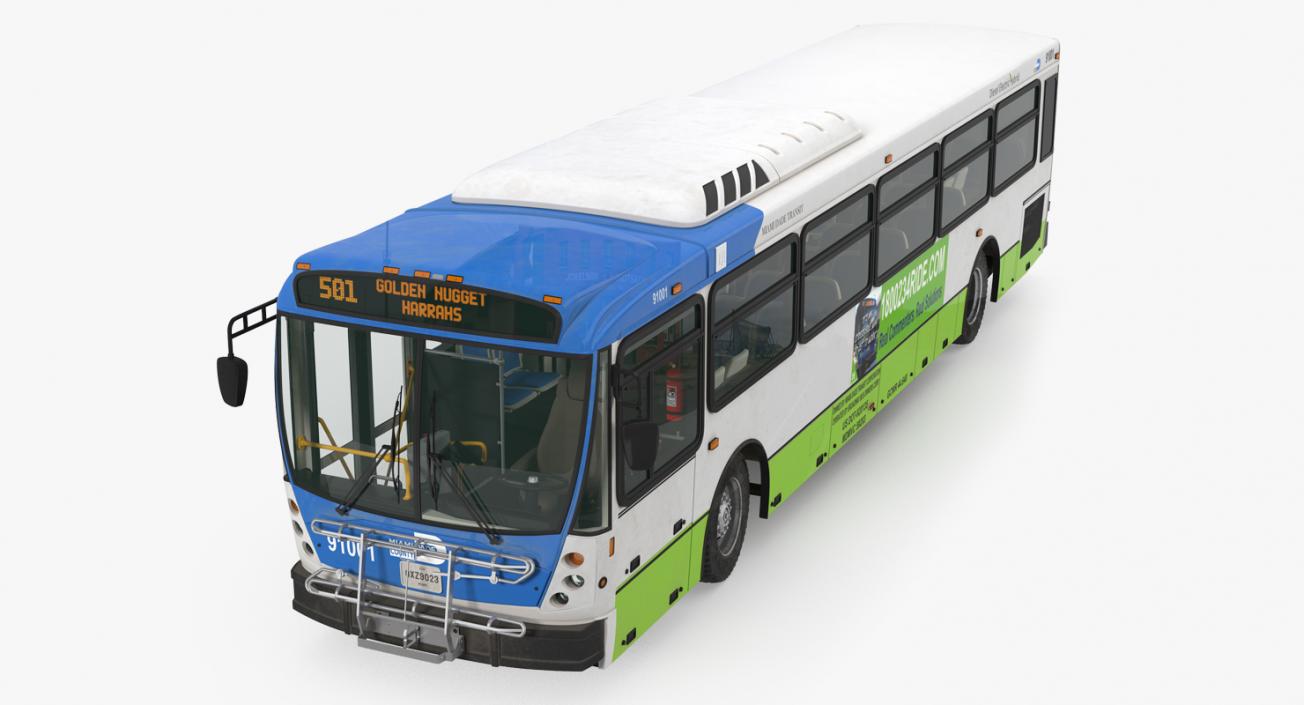 Bus Nabi Model 416 Miami Dade Transit Rigged 3D model