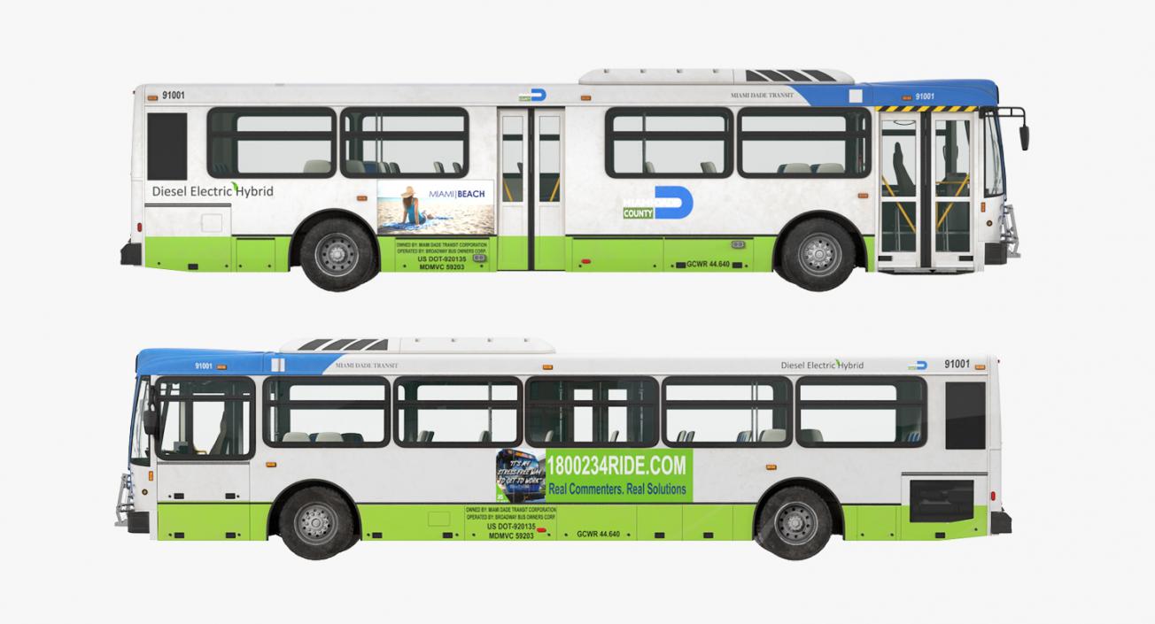 Bus Nabi Model 416 Miami Dade Transit Rigged 3D model