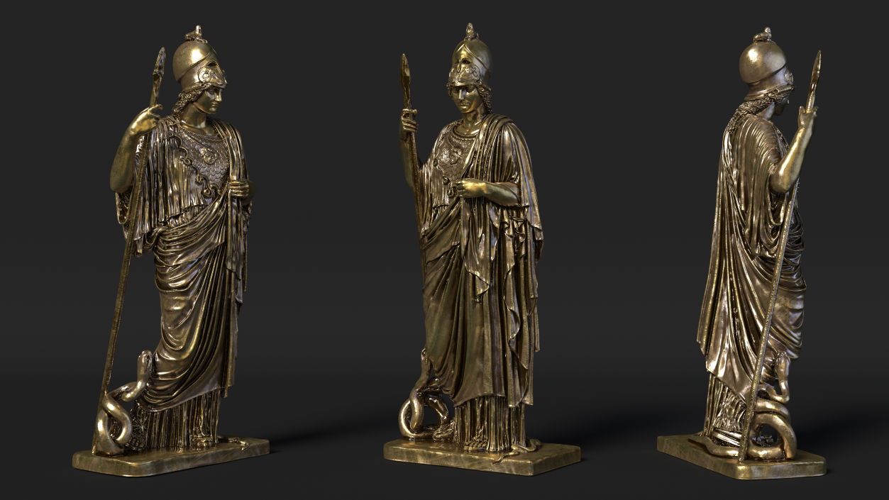 3D Statue Goddess Athena Bronze model