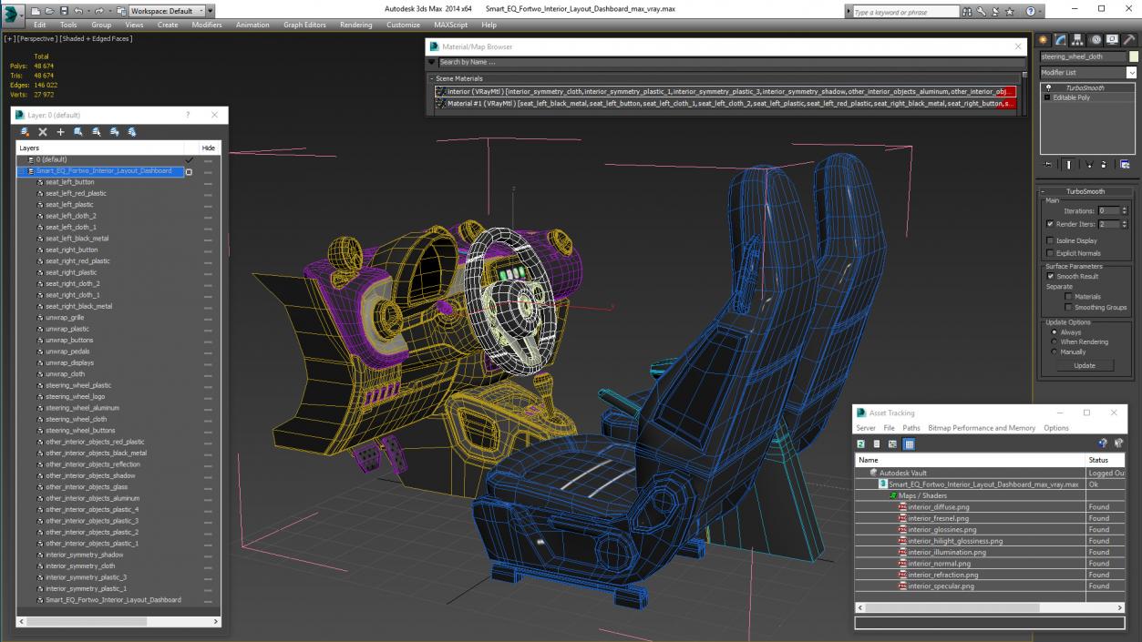 3D Smart EQ Fortwo Interior Layout Dashboard