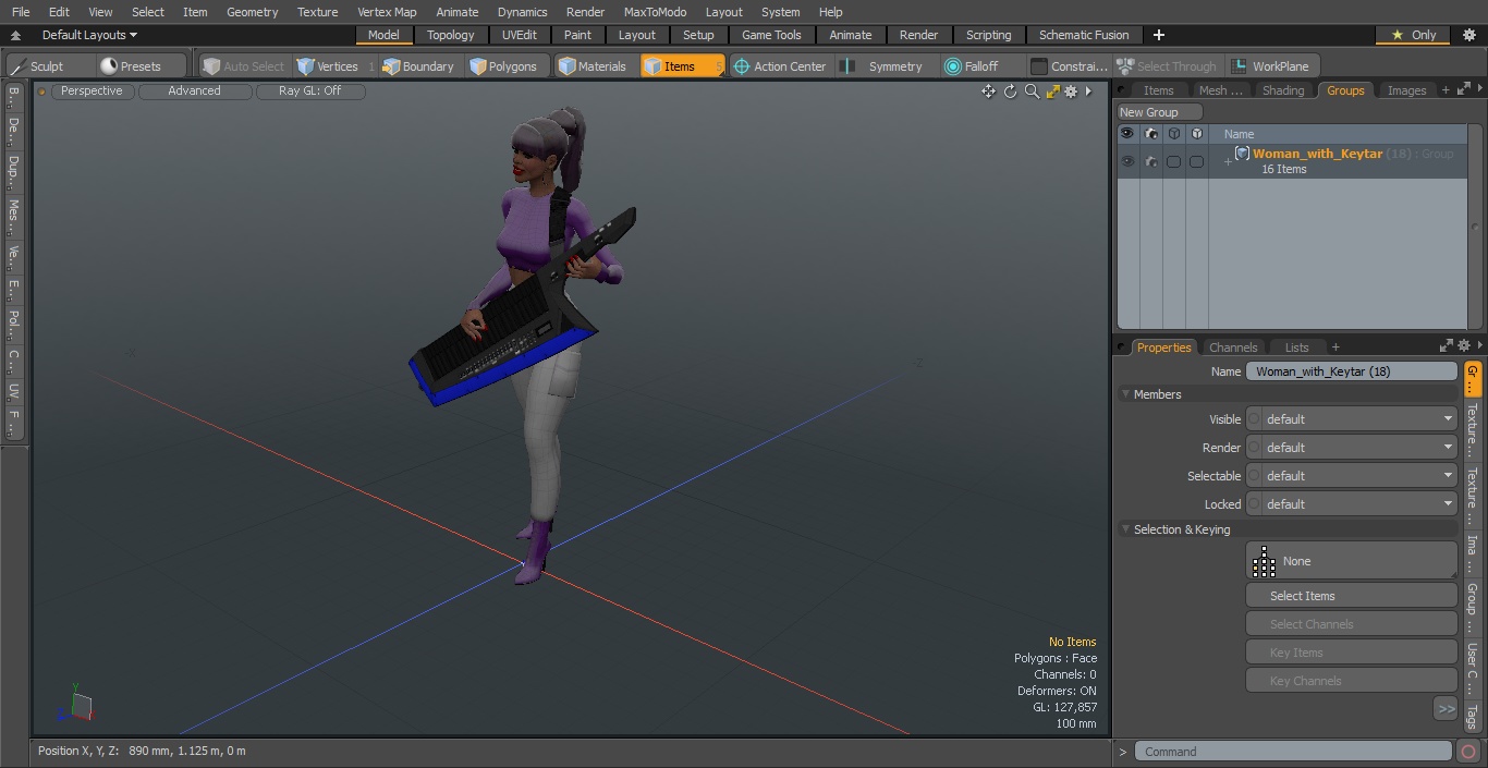 Woman with Keytar 3D