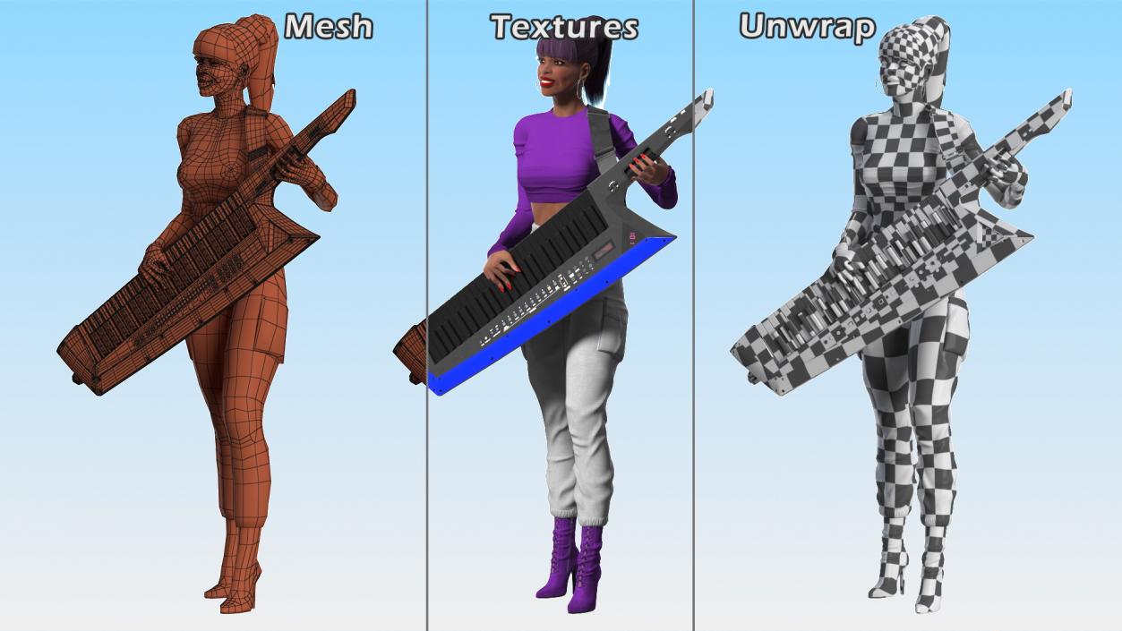 Woman with Keytar 3D