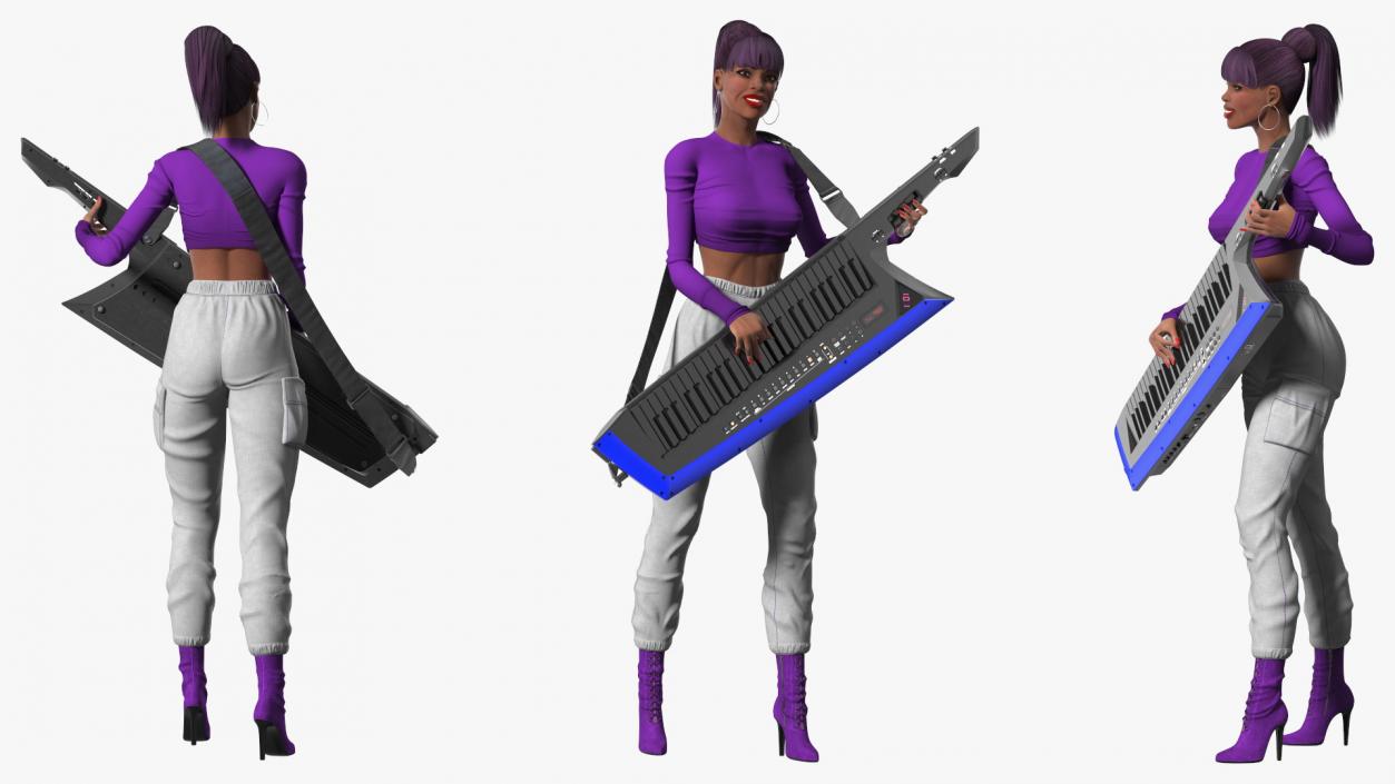 Woman with Keytar 3D