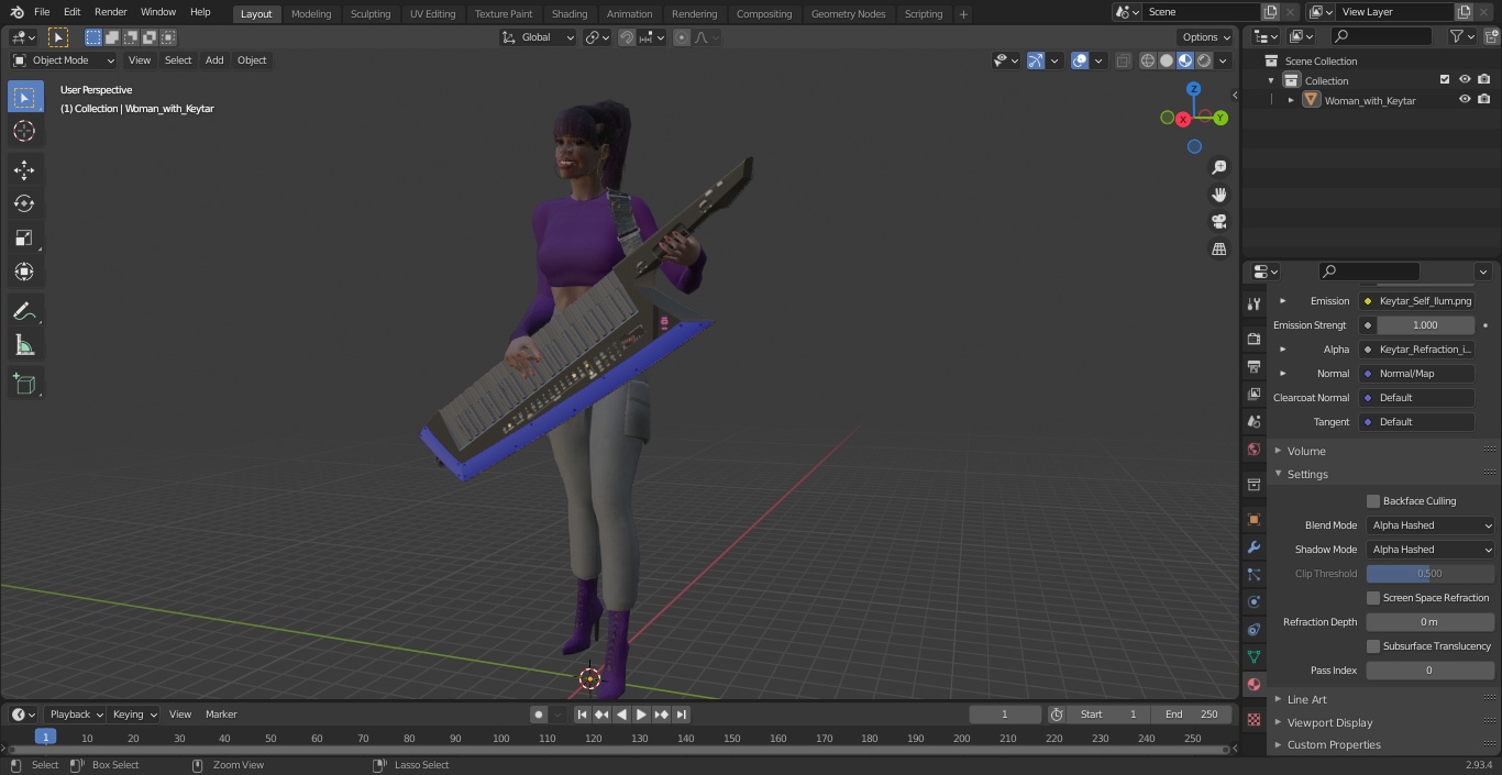 Woman with Keytar 3D