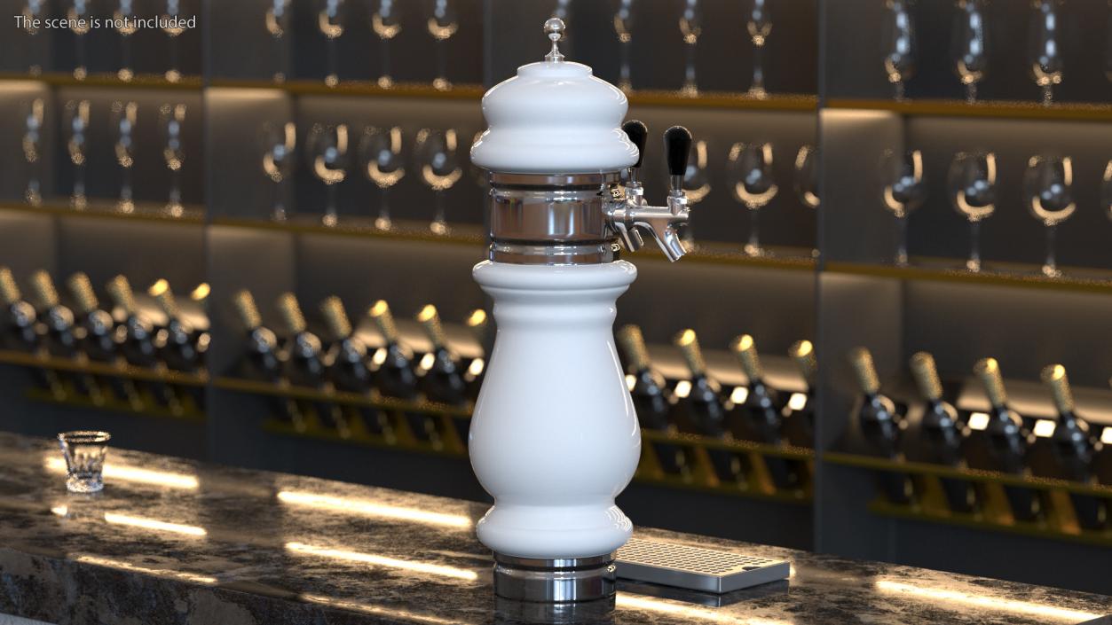 3D Ceramic Triple Faucet Draft Beer Tower model