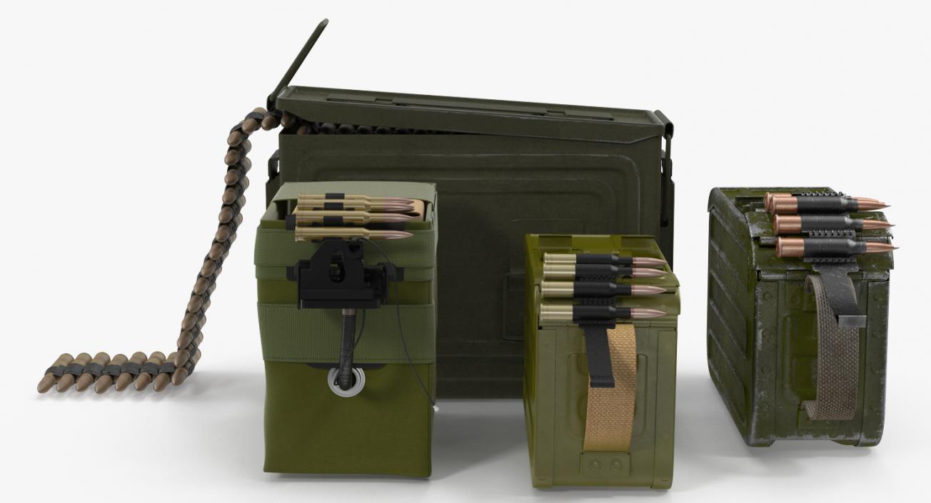 Machine Gun Ammunition Boxes Collection 3D model