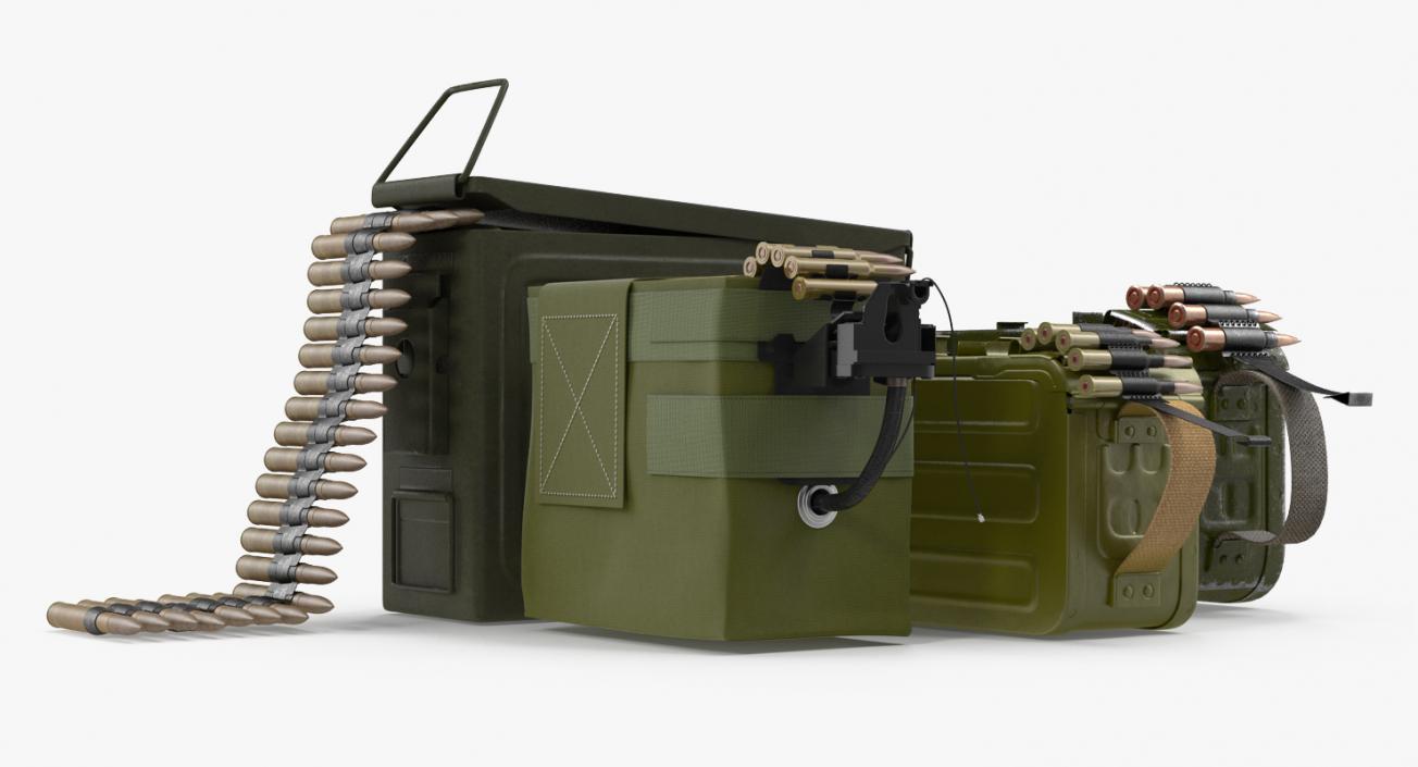 Machine Gun Ammunition Boxes Collection 3D model