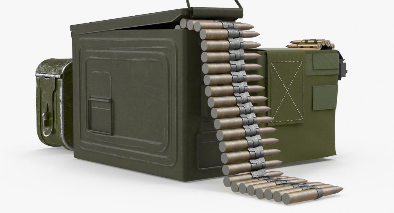 Machine Gun Ammunition Boxes Collection 3D model