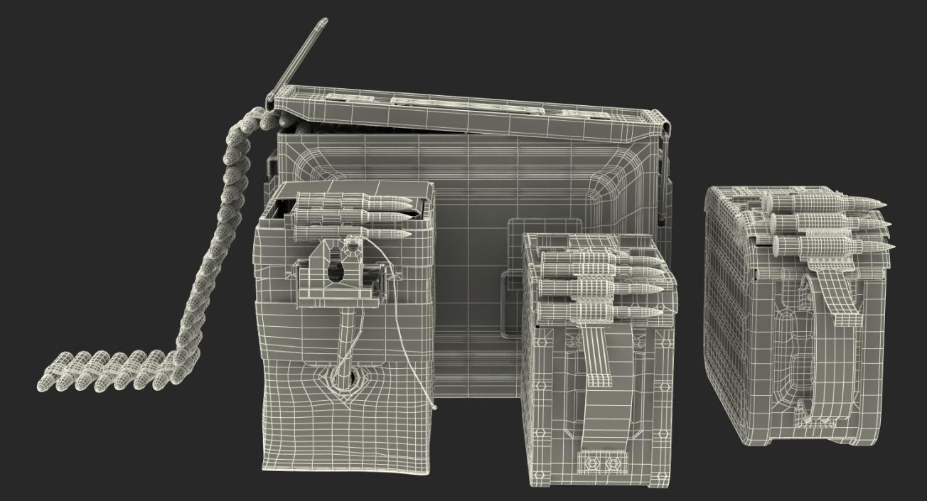 Machine Gun Ammunition Boxes Collection 3D model