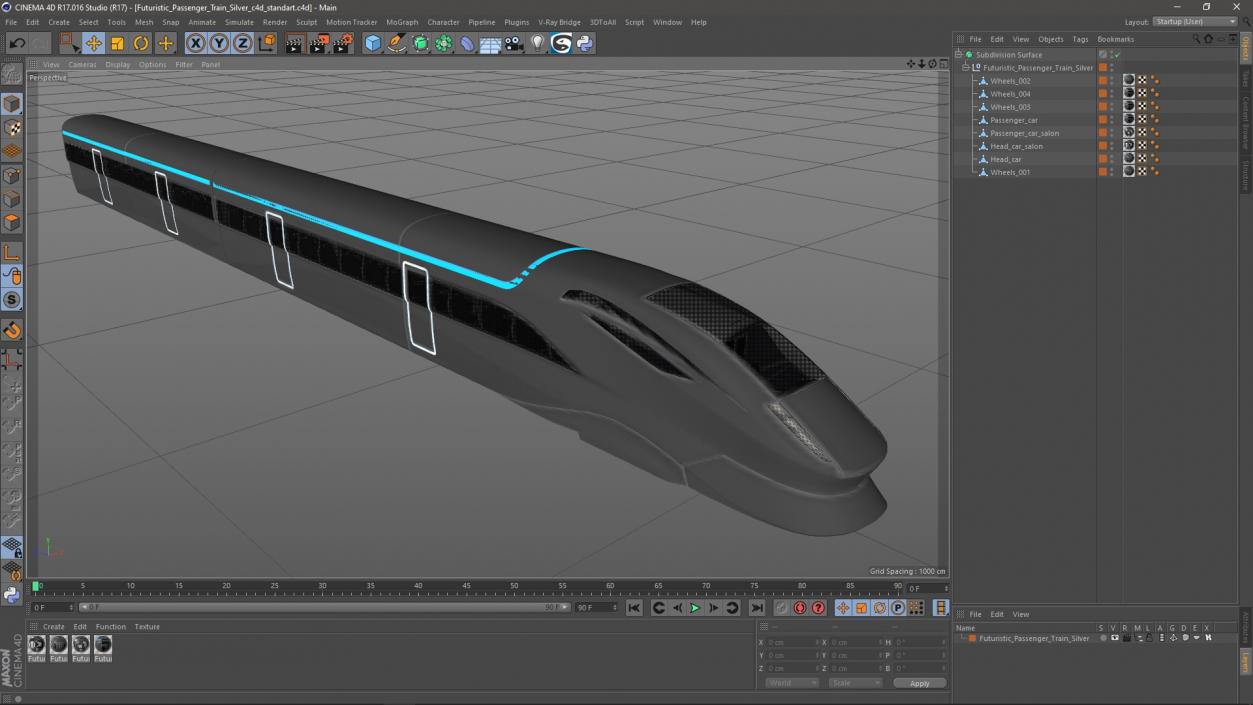 3D model Futuristic Passenger Train Silver 2