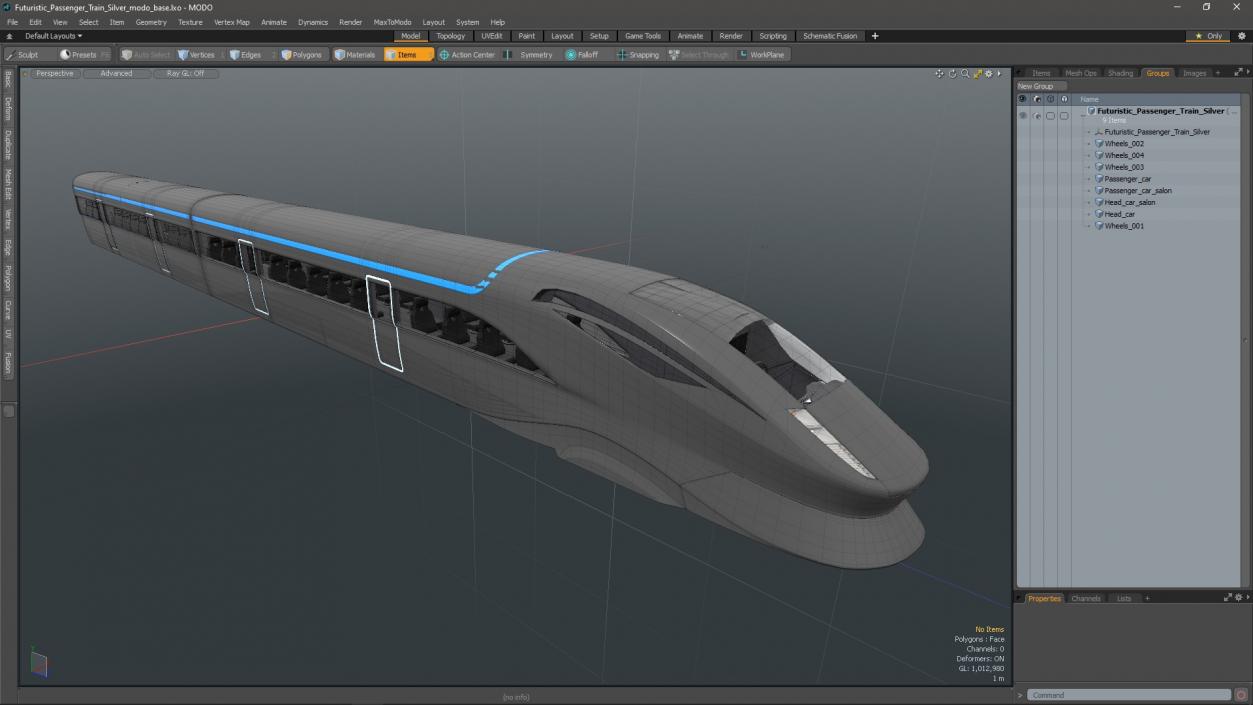 3D model Futuristic Passenger Train Silver 2