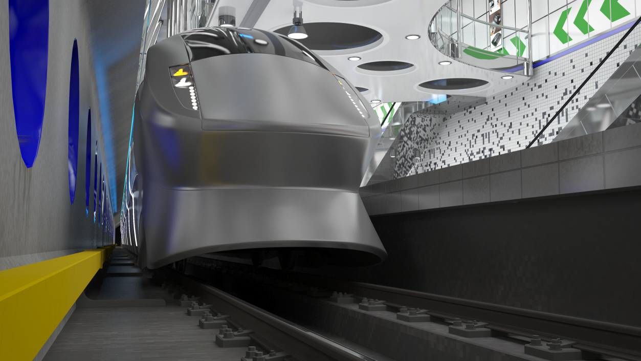 3D model Futuristic Passenger Train Silver 2