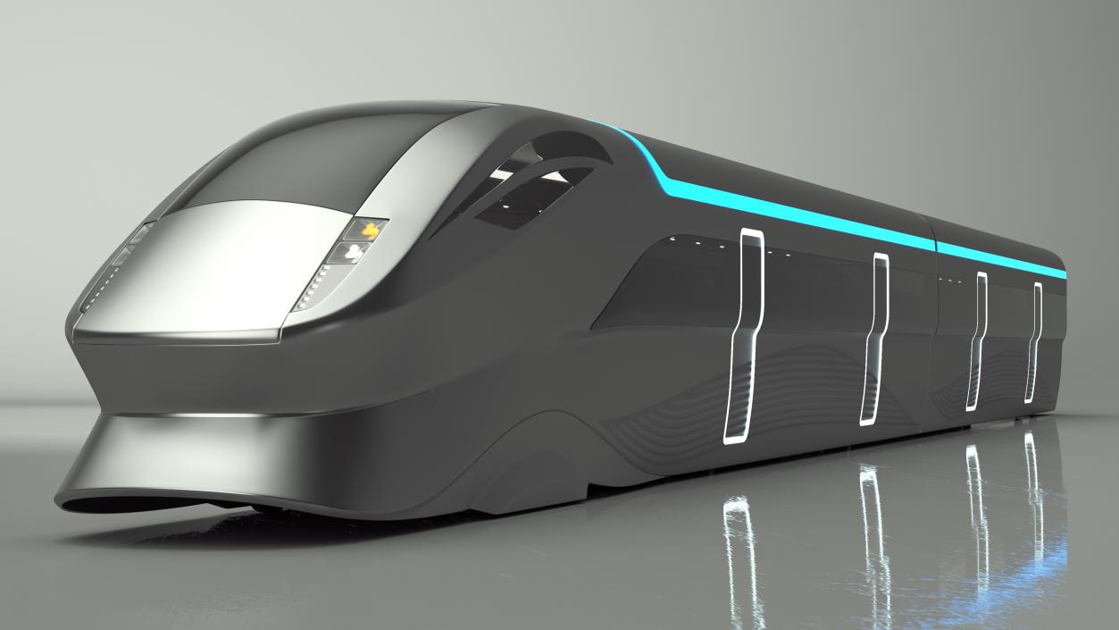 3D model Futuristic Passenger Train Silver 2