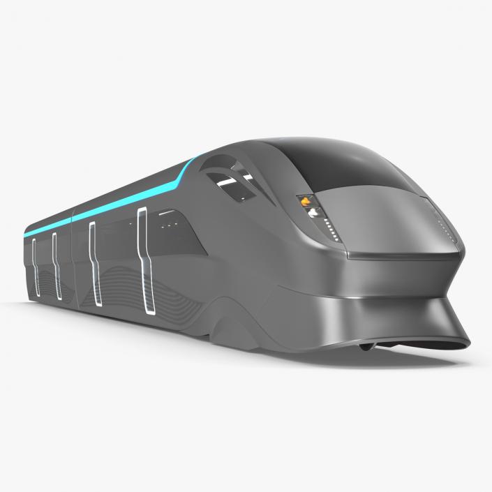 3D model Futuristic Passenger Train Silver 2