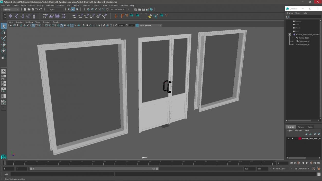 Plastic Door with Window 3D model