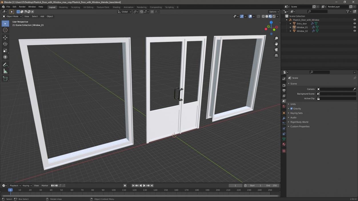 Plastic Door with Window 3D model