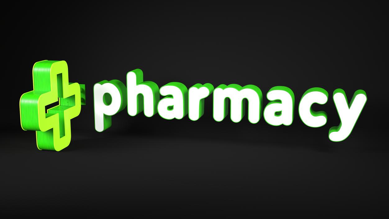 3D model Pharmacy Sign Illuminated