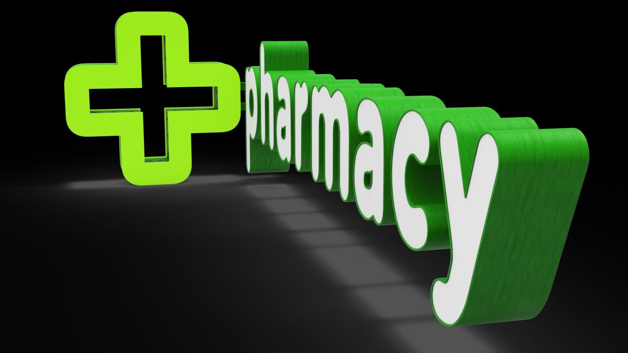 3D model Pharmacy Sign Illuminated