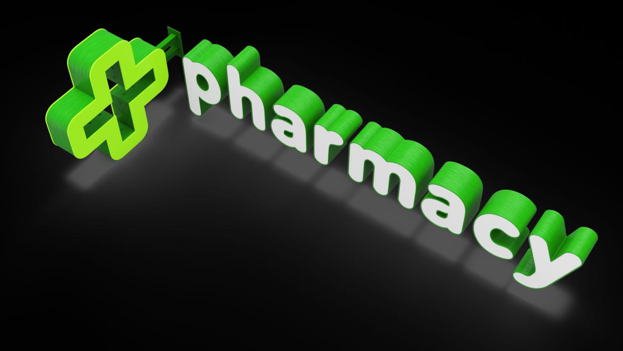 3D model Pharmacy Sign Illuminated