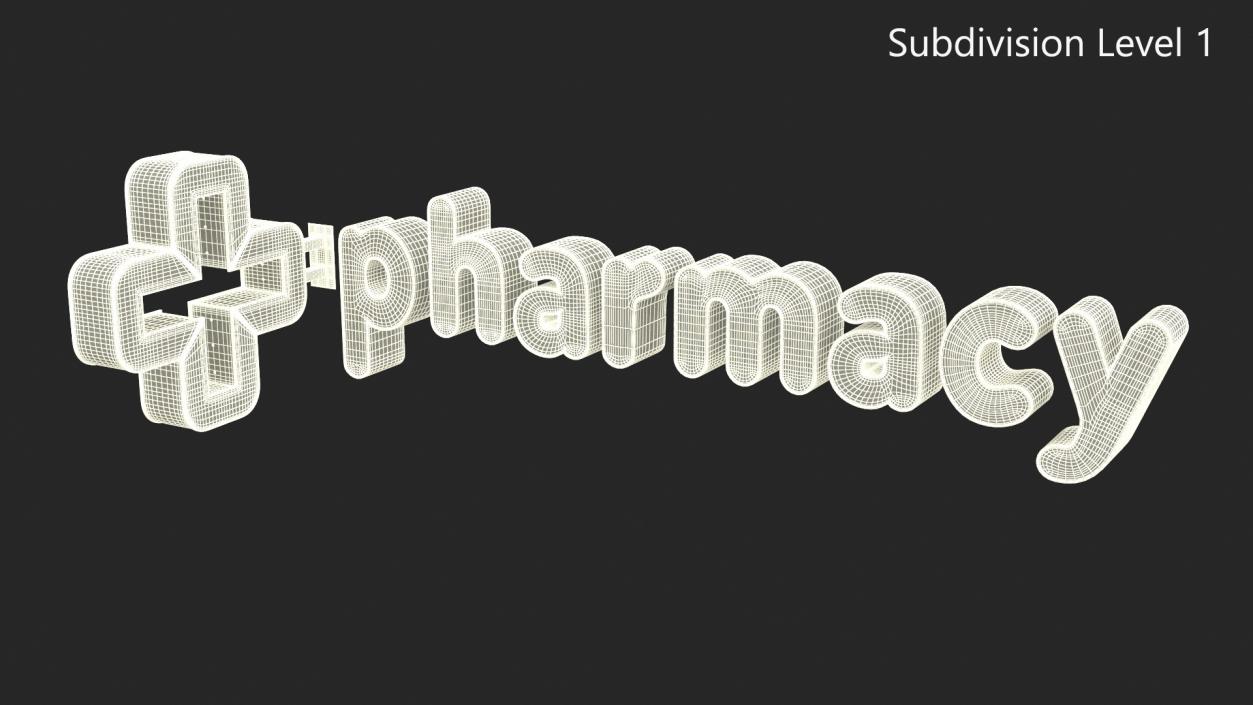 3D model Pharmacy Sign Illuminated