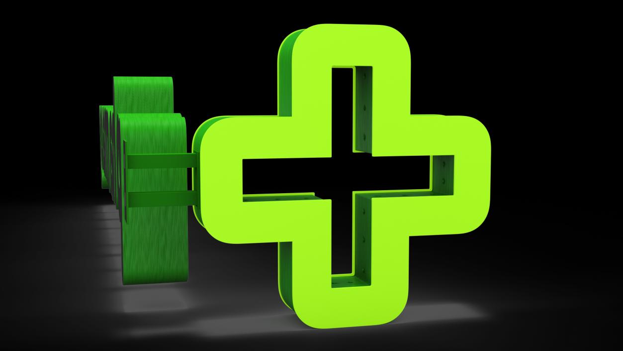 3D model Pharmacy Sign Illuminated