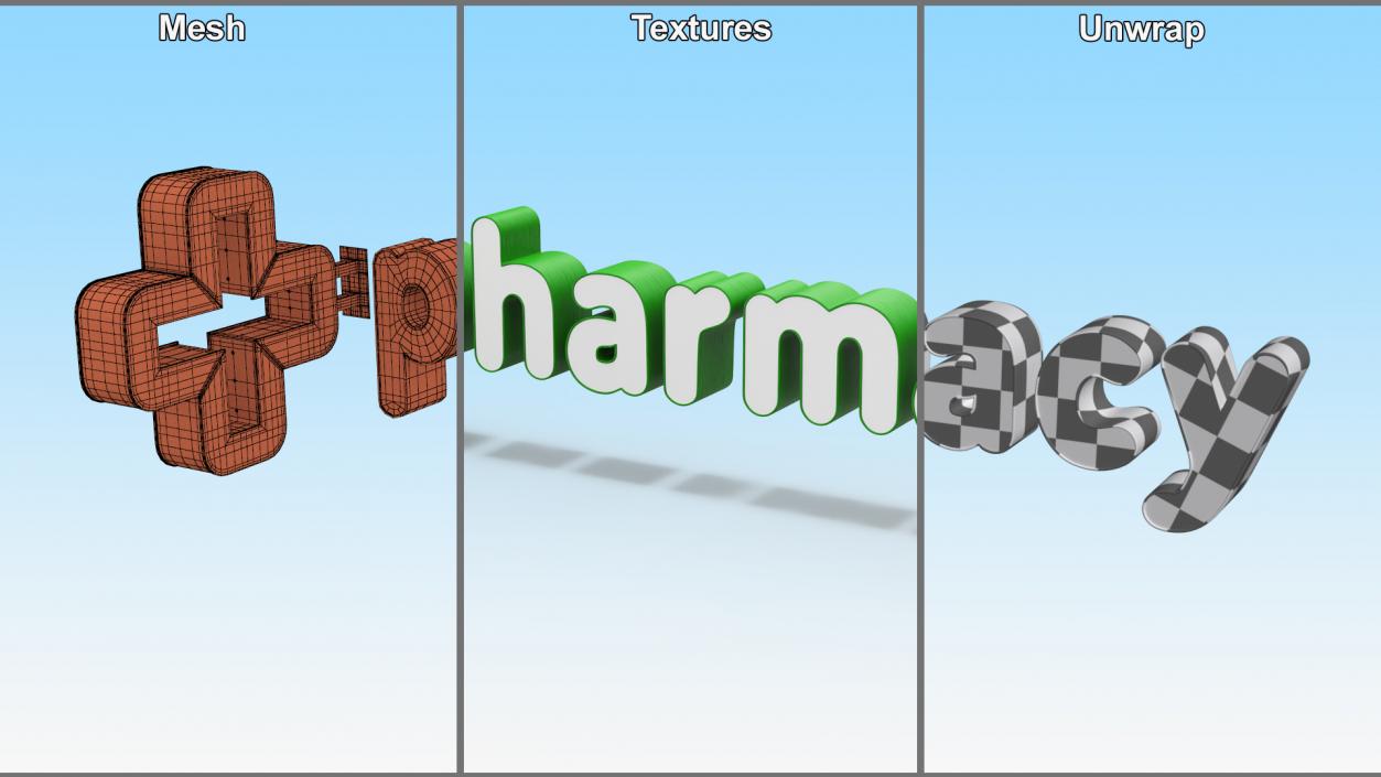 3D model Pharmacy Sign Illuminated