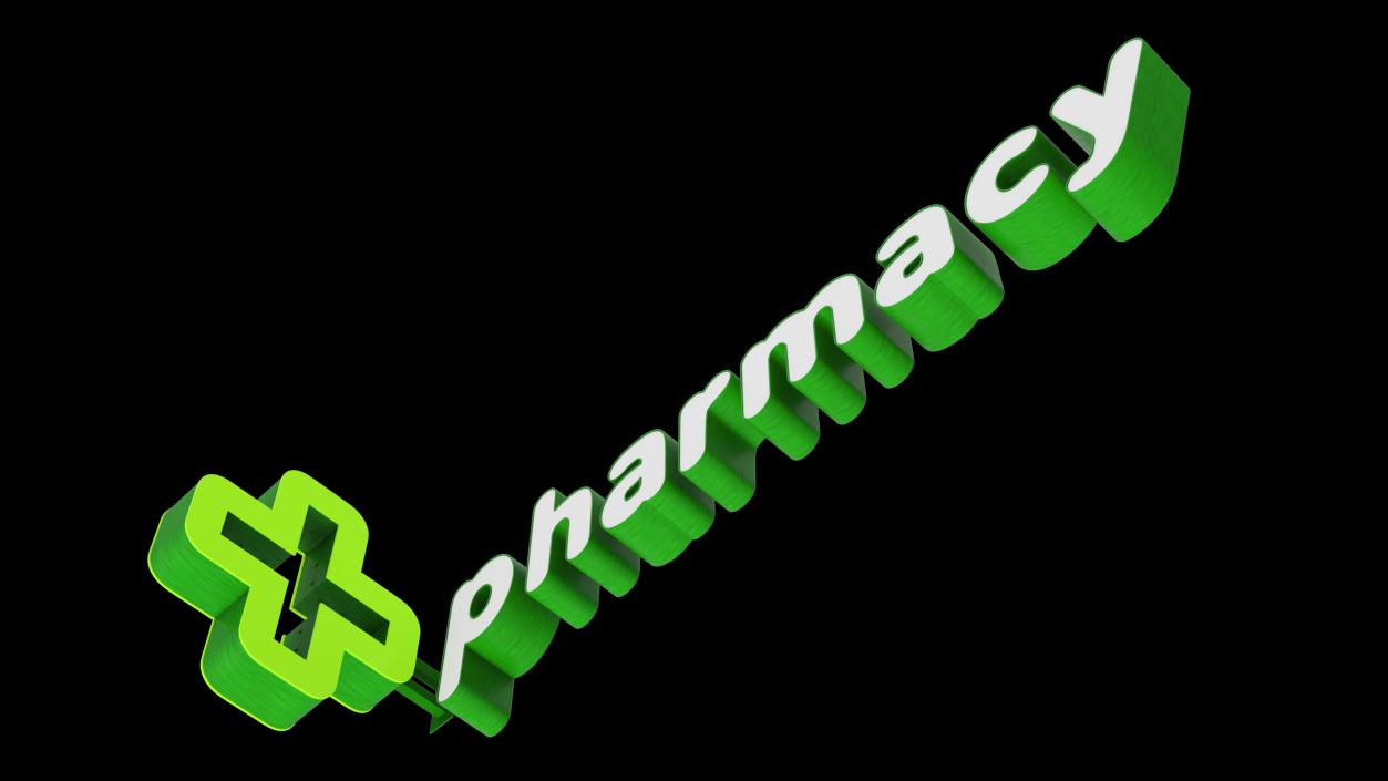 3D model Pharmacy Sign Illuminated